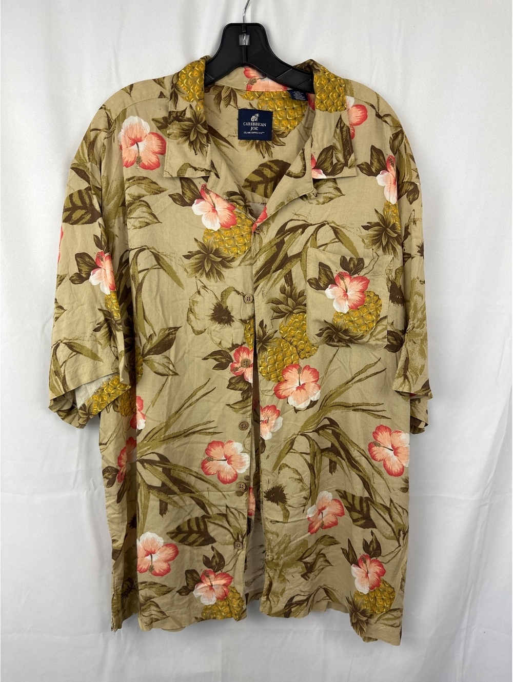 Caribbean Joe XXL Rayon Hawaiian Shirt with Pineapple and Fl